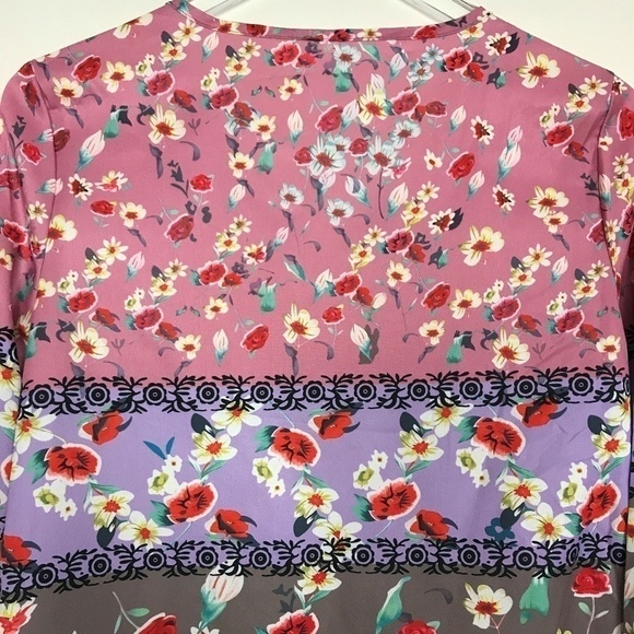 Multi Colored Tunic w/Embroidered Cuffs/Hem L NWOT - Picture 5 of 8